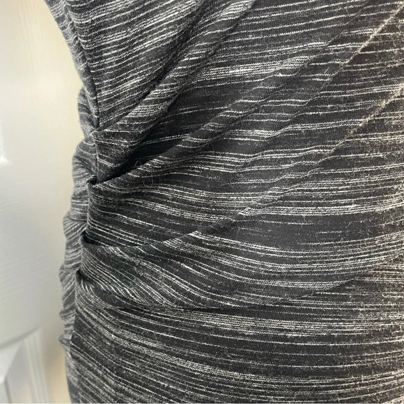 Athleta Downtown Dress XS - Gray & Black Striped with Ruched Side Waist - Picture 5 of 9
